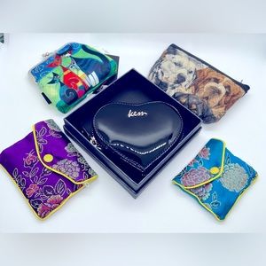 Heart shaped Beauty bag/wallet-bundle, 5 toiletry bags for jewelry,accessories.